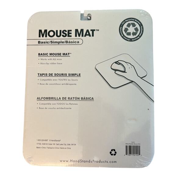 HandStands Deluxe Mouse Mat Non-Slip natural rubber base smooth - White Marble - Picture 2 of 2